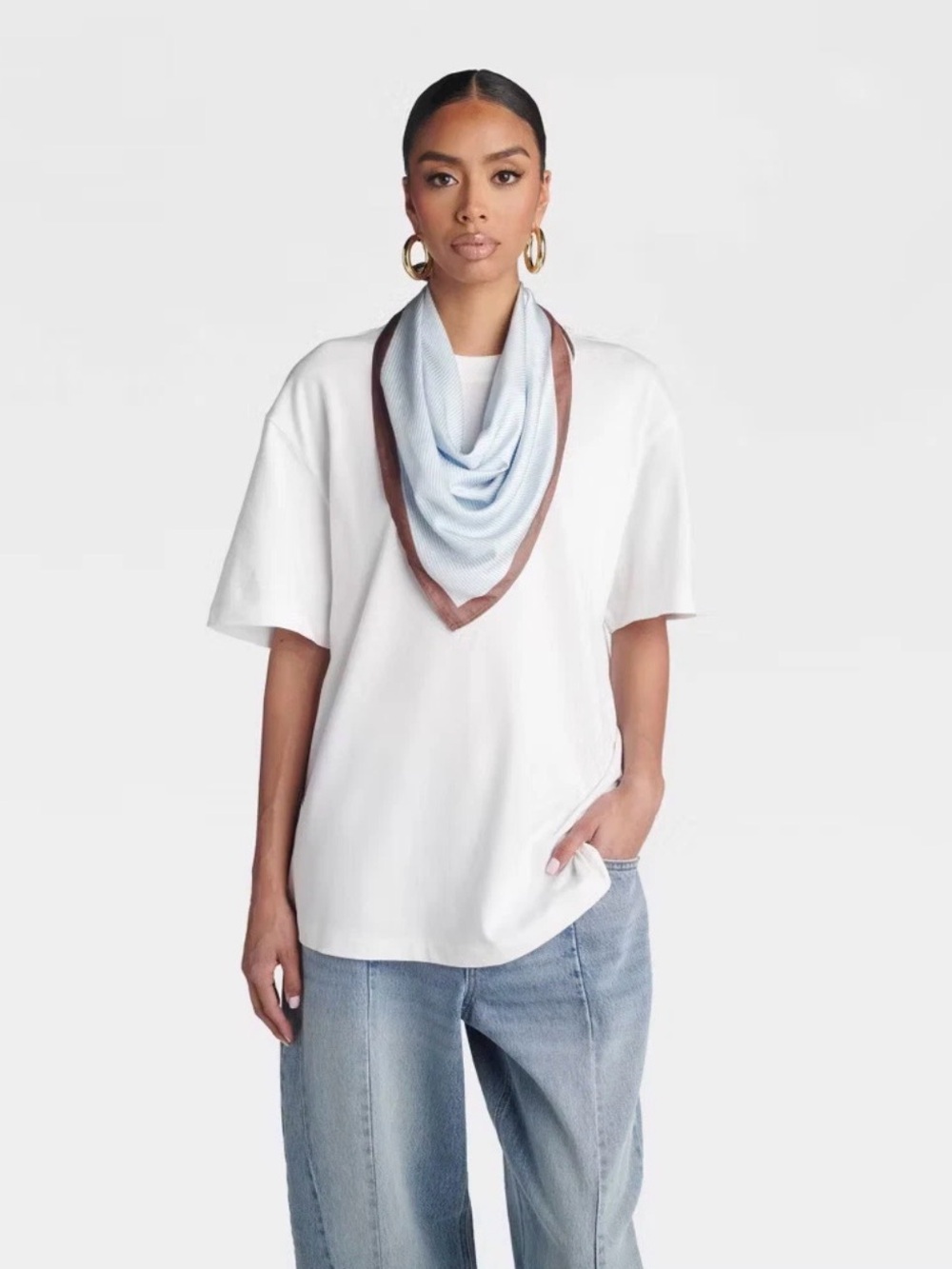 KBB by KAHLANA Women's NWT Oversized Short Sleeve 'The Scarf T-Shirt' - White L